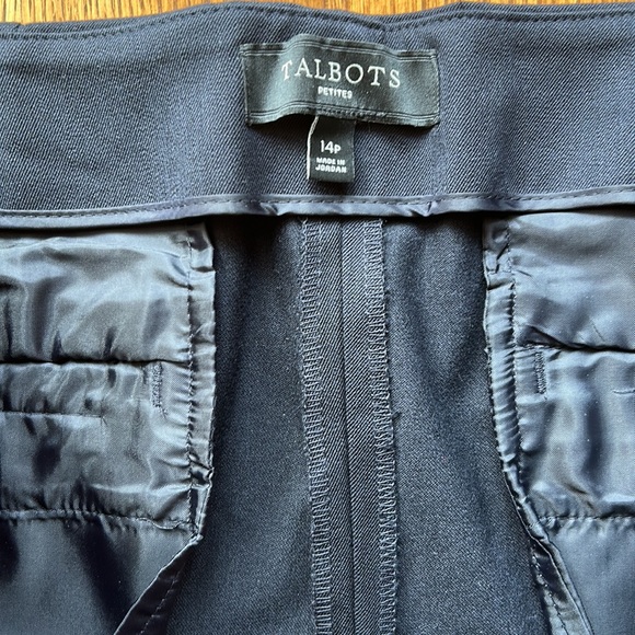 Navy blue Talbots ponte pant side zip and back pockets 14 petit - Picture 5 of 7